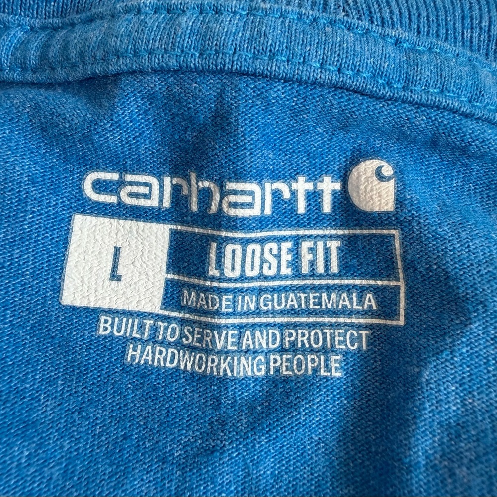 EUC Carhartt Mens Loose Fit Heavyweight Short-Sleeve Pocket T-Shirt Heather Blue - Picture 4 of 6